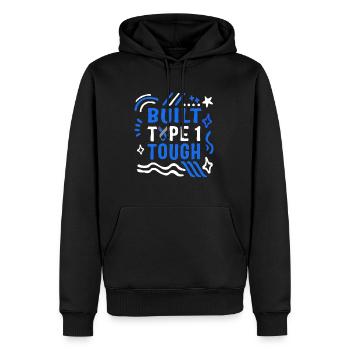 Chemise de sensibilisation au diabète, construit de type 1 bleu dur - Sweat à capuche Premium bio Homme - noir - Devant - Nico (187cm)