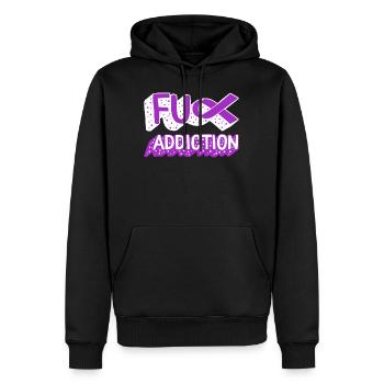 Drug Overdose Awareness Shirt, Fuck Addiction - Men’s Premium Organic Hoodie - black - Front - Nico (187cm)