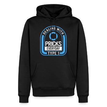 Chemise de sensibilisation au diabète, faire face aux piqûres - Sweat à capuche Premium bio Homme - noir - Devant - Nico (187cm)