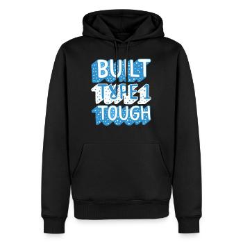 Chemise de sensibilisation au diabète, construit de type 1 bleu dur - Sweat à capuche Premium bio Homme - noir - Devant - Nico (187cm)