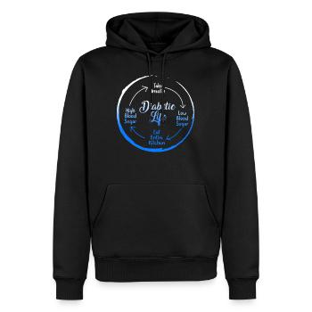 Chemise du Mois de la sensibilisation au diabète, Vie diabétique - Sweat à capuche Premium bio Homme - noir - Devant - Nico (187cm)