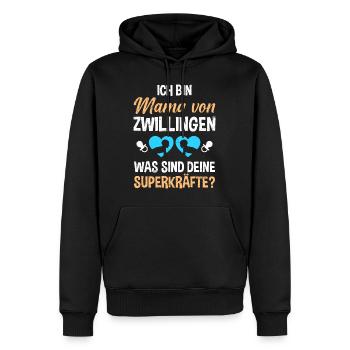 Zwillingsmama Mutter von Zwillinge Jungen Mama - Männer Premium Bio Hoodie - Schwarz - Vorne - Nico (187cm)