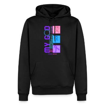 Chemise de sensibilisation au cancer de la thyroïde, mon Dieu est - Sweat à capuche Premium bio Homme - noir - Devant - Nico (187cm)