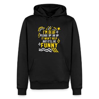 Deaf Awareness Month Shirt, ich bin taub Bitte sprechen Sie - Männer Premium Bio Hoodie - Schwarz - Vorne - Nico (187cm)