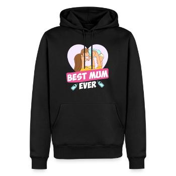 Meilleure maman de tous les temps Meilleure maman du monde Mère Enfant - Sweat à capuche Premium bio Homme - noir - Devant - Nico (187cm)
