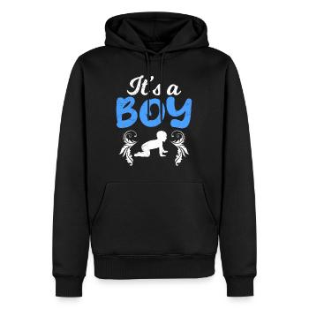 C’est un garçon - Garçons maman enceinte d’un garçon - Sweat à capuche Premium bio Homme - noir - Devant - Nico (187cm)
