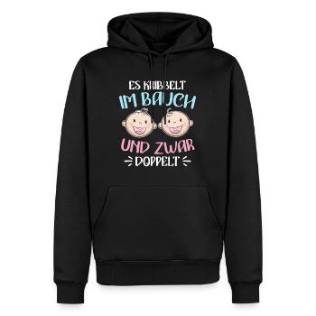 Kribbeln im Bauch Mutter von 2 Zwillinge im Bauch - Männer Premium Bio Hoodie - Schwarz - Vorne - Nico (187cm)