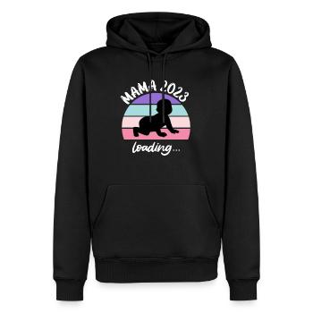 Maman 2023 Chargement de bébé Jeunes filles enceintes - Sweat à capuche Premium bio Homme - noir - Devant - Nico (187cm)