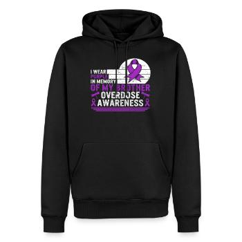 Drug Overdose Awareness Shirt, In Memory Of My - Men’s Premium Organic Hoodie - black - Front - Nico (187cm)