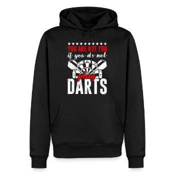 Drôle de joueur de fléchettes disant fléchettes - Sweat à capuche Premium bio Homme - noir - Devant - Nico (187cm)