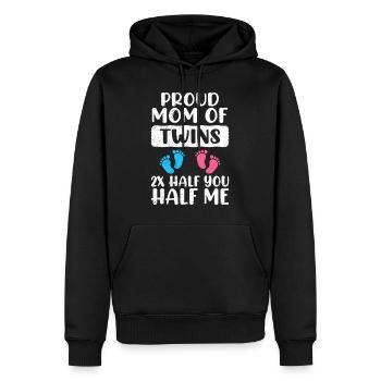 Mère de jumeaux Jeunes filles fière maman - Sweat à capuche Premium bio Homme - noir - Devant - Nico (187cm)