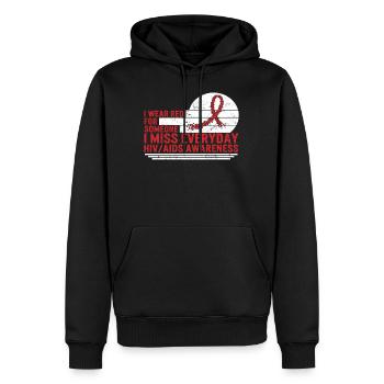 HIV AIDS Awareness Month Shirt, I Wear Red For - Men’s Premium Organic Hoodie - black - Front - Nico (187cm)