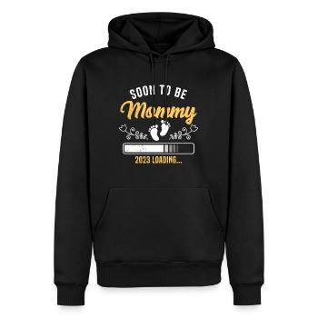 Je vais être maman - Sweat à capuche Premium bio Homme - noir - Devant - Nico (187cm)