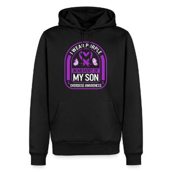 Drug Overdose Awareness Shirt, In Memory Of My - Men’s Premium Organic Hoodie - black - Front - Nico (187cm)