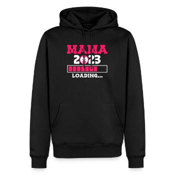 Maman 2023 Chargement de bébé Enceinte avec fille - Sweat à capuche Premium bio Homme - noir - Devant - Nico (187cm)