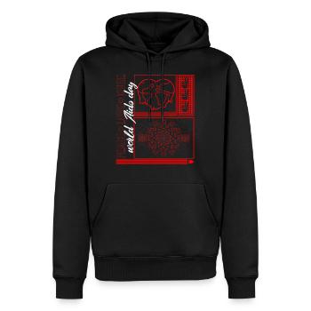 HIV AIDS Awareness Month Shirt, Peace Love Cure - Men’s Premium Organic Hoodie - black - Front - Nico (187cm)