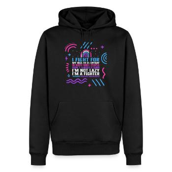 Thyroid Cancer Awareness Shirt, I Fight For My - Men’s Premium Organic Hoodie - black - Front - Nico (187cm)