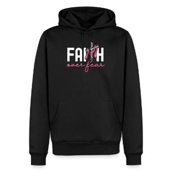 Glaube über Angst Brustkrebs Sensibilisierung Unterstützung - Männer Premium Bio Hoodie - Schwarz - Vorne - Nico (187cm)