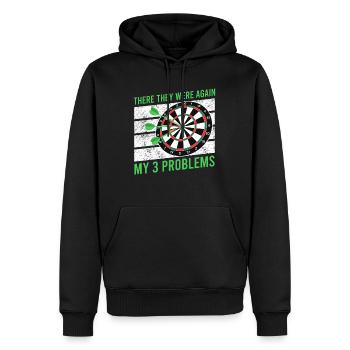 Il y a encore mes 3 problèmes de fléchettes joueur de fléchettes - Sweat à capuche Premium bio Homme - noir - Devant - Nico (187cm)