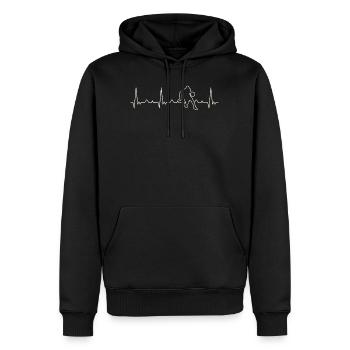 Basketballspieler Dribble. Herz. Liebe. Ekg. - Männer Premium Bio Hoodie - Schwarz - Vorne - Nico (187cm)