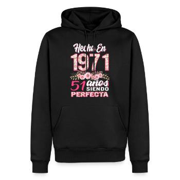 Mujer 51 Cumpleaños Regalo Hecha En 1971, 51 Anos - Men’s Premium Organic Hoodie - black - Front - Nico (187cm)
