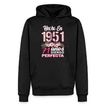 Mujer 71 Cumpleaños Regalo Hecha En 1951, 71 Anos - Männer Premium Bio Hoodie - Schwarz - Vorne - Nico (187cm)