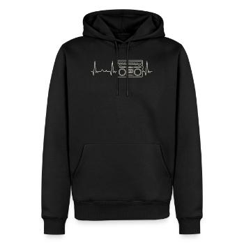 Boombox. Corazón. Amor. Ekg. Legumbres. Derrotar. - Sweat à capuche Premium bio Homme - noir - Devant - Nico (187cm)