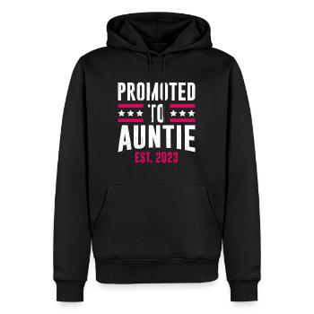 Promue tante 2023 Tu vas être une tante - Sweat à capuche Premium bio Homme - noir - Devant - Nico (187cm)
