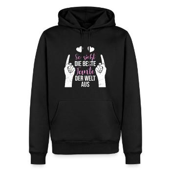 So sieht die beste Tante der Welt aus Coole Tante - Männer Premium Bio Hoodie - Schwarz - Vorne - Nico (187cm)