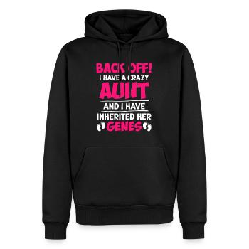 Attention j’ai les gènes de ma tante folle - Sweat à capuche Premium bio Homme - noir - Devant - Nico (187cm)