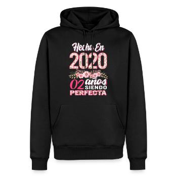 Mujer 02 Cumpleaños Regalo Hecha En 2020, 02 Anos - Men’s Premium Organic Hoodie - black - Front - Nico (187cm)