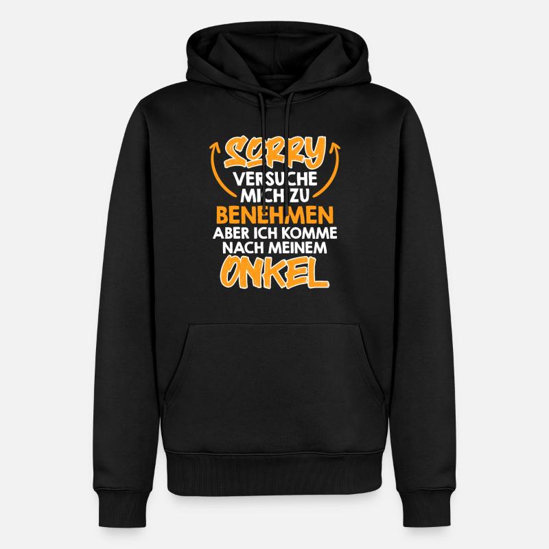 Versuche mich zu benehmen - Männer Premium Bio Hoodie - Schwarz