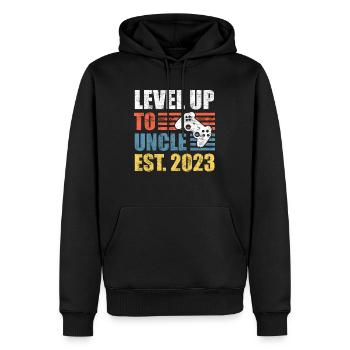 Niveau jusqu’à Oncle 2023 - Sweat à capuche Premium bio Homme - noir - Devant - Nico (187cm)
