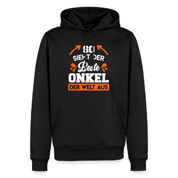 So sieht der beste Onkel der Welt aus - Männer Premium Bio Hoodie - Schwarz - Vorne - Nico (187cm)