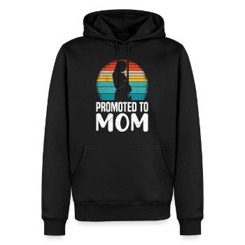 Promu à maman grossesse - Sweat à capuche Premium bio Homme - noir - Devant - Nico (187cm)