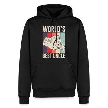 Meilleur oncle du monde - Sweat à capuche Premium bio Homme - noir - Devant - Nico (187cm)