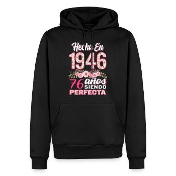 Mujer 76 Cumpleaños Regalo Hecha En 1946, 76 Anos - Männer Premium Bio Hoodie - Schwarz - Vorne - Nico (187cm)