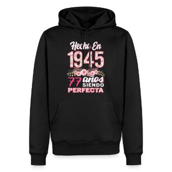 Mujer 77 Cumpleaños Regalo Hecha En 1945, 77 Anos - Männer Premium Bio Hoodie - Schwarz - Vorne - Nico (187cm)