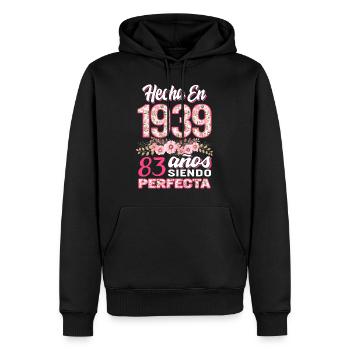 Mujer 83 Cumpleaños Regalo Hecha En 1939, 83 Anos - Männer Premium Bio Hoodie - Schwarz - Vorne - Nico (187cm)
