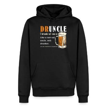 Bière d’oncle ivre Druncle - Sweat à capuche Premium bio Homme - noir - Devant - Nico (187cm)