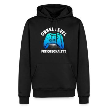 Onkel Level freigeschaltet Onkel - Männer Premium Bio Hoodie - Schwarz - Vorne - Nico (187cm)