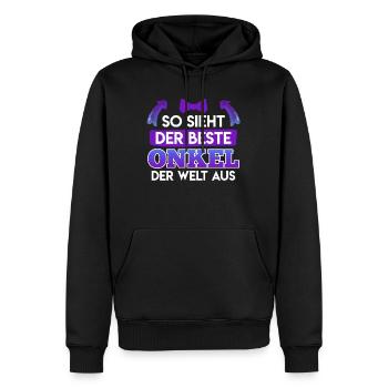 Voici à quoi ressemble le meilleur oncle du monde - Sweat à capuche Premium bio Homme - noir - Devant - Nico (187cm)