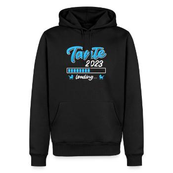 Tante 2023 wird geladen Patentante bald Tante - Männer Premium Bio Hoodie - Schwarz - Vorne - Nico (187cm)