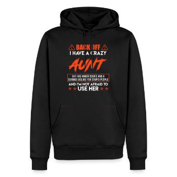 Caution I have a crazy aunt Super Aunt - Men’s Premium Organic Hoodie - black - Front - Nico (187cm)