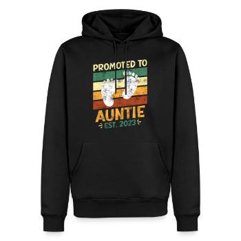 Promue à tante 2023 Promotion Meilleure tante - Sweat à capuche Premium bio Homme - noir - Devant - Nico (187cm)