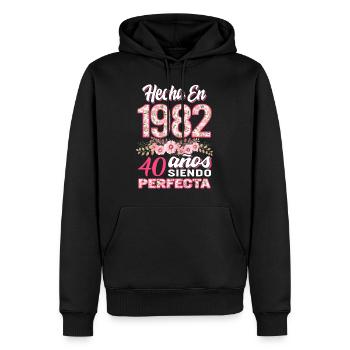 Mujer 40 Cumpleaños Regalo Hecha En 1982, 40 Anos - Sweat à capuche Premium bio Homme - noir - Devant - Nico (187cm)