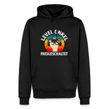 Level Onkel wird freigeschaltet Onkel - Männer Premium Bio Hoodie - Schwarz - Vorne - Nico (187cm)