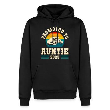 Promoted to Auntie 2023 Promotion Best Aunt - Men’s Premium Organic Hoodie - black - Front - Nico (187cm)