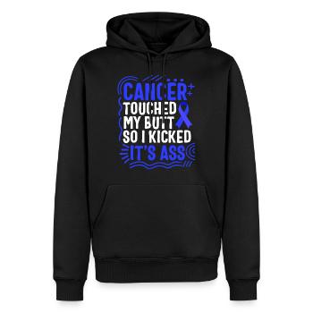 Darmkrebs Awareness Shirt, Krebs Touch My - Männer Premium Bio Hoodie - Schwarz - Vorne - Nico (187cm)
