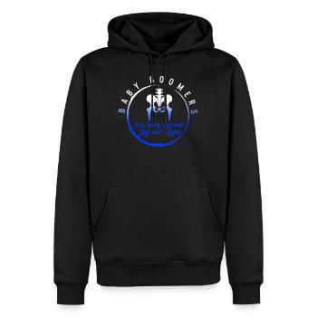Hip Surgery Shirt, Baby Boomer Tee, Bionic Broken - Men’s Premium Organic Hoodie - black - Front - Nico (187cm)